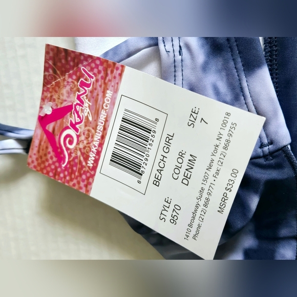 ⭐️5/$25 Kanu Surf Girls' Alania Flounce Bikini Top Beach Sport Blue Tie Dye  7 - Picture 5 of 8